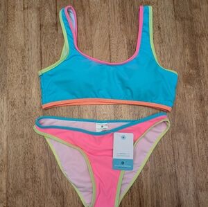 NWT! Snapper Rock Candy Colorblock Crop Bikini